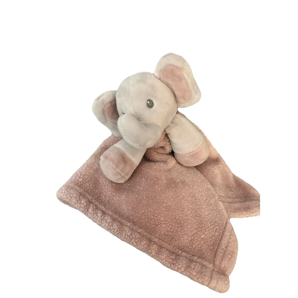 Blankets & Beyond Plush Grey ELEPHANT Pink/Mauve Lovey 15" Security Baby Blanket